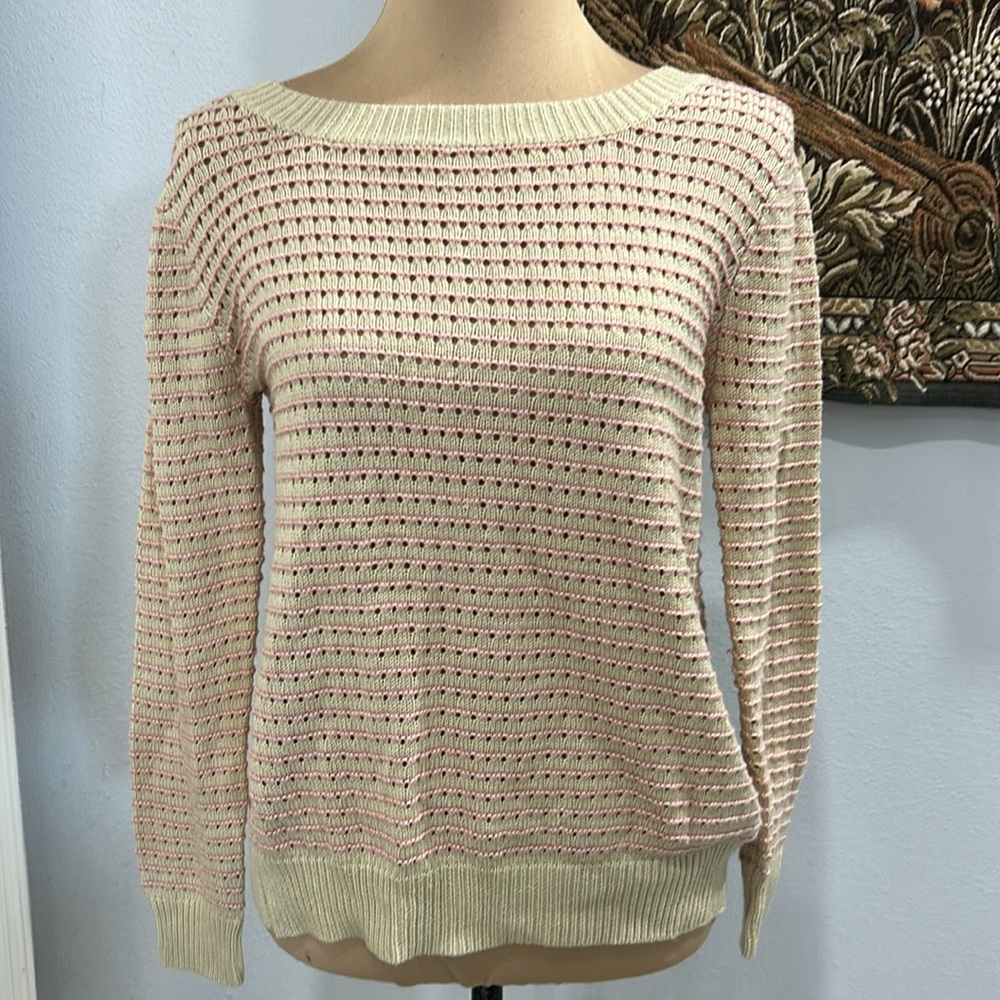 Alice Moon Cream Knit Sweater with‎ Pink Details - Women's Size Small